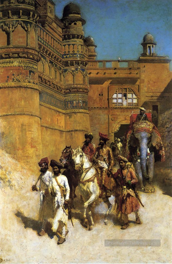 Le maharahaj de Gwalior devant son palais indien Peintures à l'huile